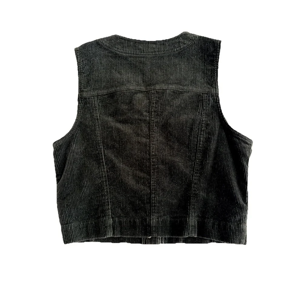 Vintage Ladies Gap Dark Green Corduroy Button Up Vest W/Front Pockets Size M - Picture 6 of 6